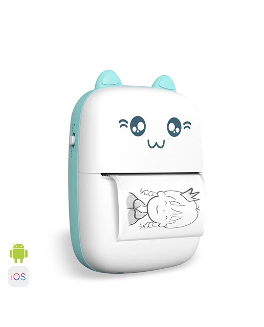 Imagen 0 de DAM Mini impresora térmica Bluetooth, forma de gatito, compatible con Android e iOS. 203dpi