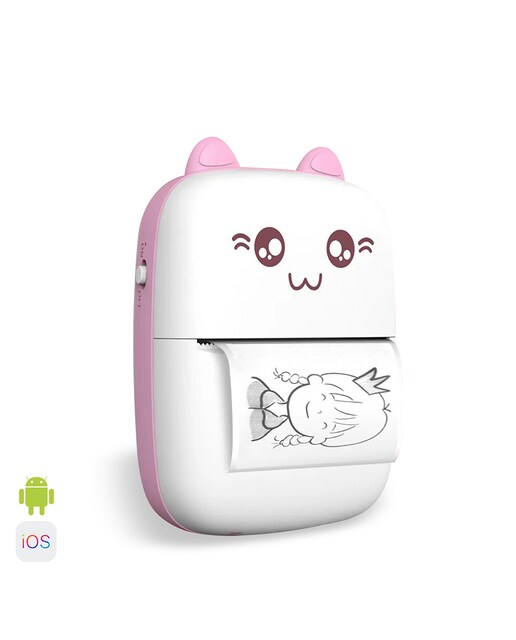 Imagen 0 de DAM Mini impresora térmica Bluetooth, forma de gatito, compatible con Android e iOS. 203dpi