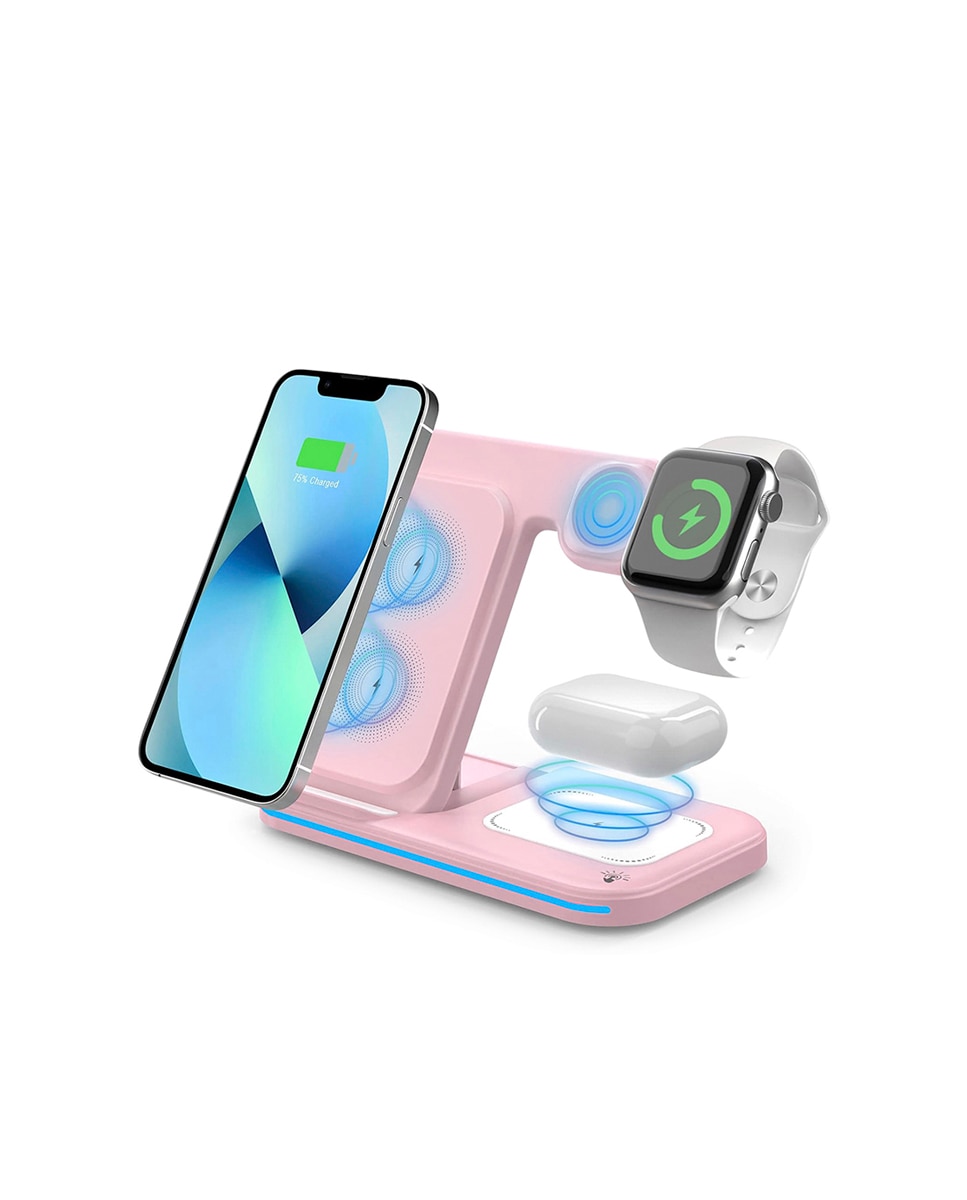 Imagen 0 de Base de carga inalámbrica plegable 3 en 1. Base Qi 15W doble posición,cargador Apple Watch, base Qi
