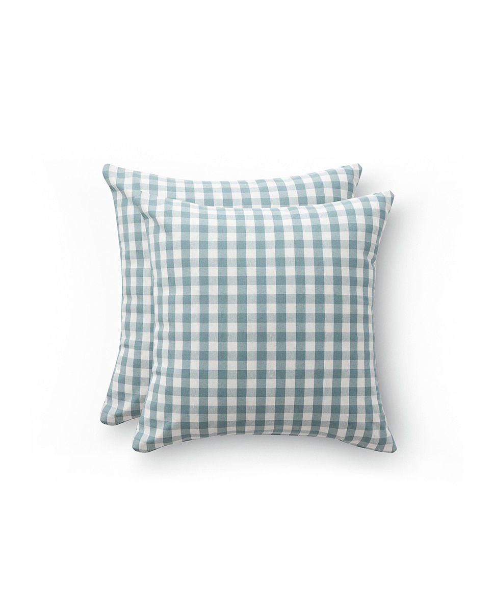 Imagen 0 de Pack 2 fundas cojín Vichy 45x45 cm agua marina
