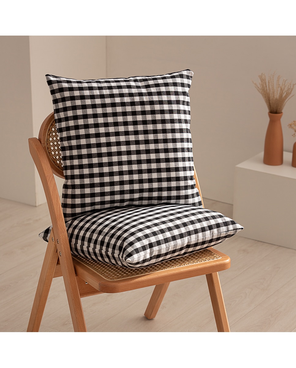 Imagen 0 de Pack 2 fundas cojín Vichy 45x45 cm negro
