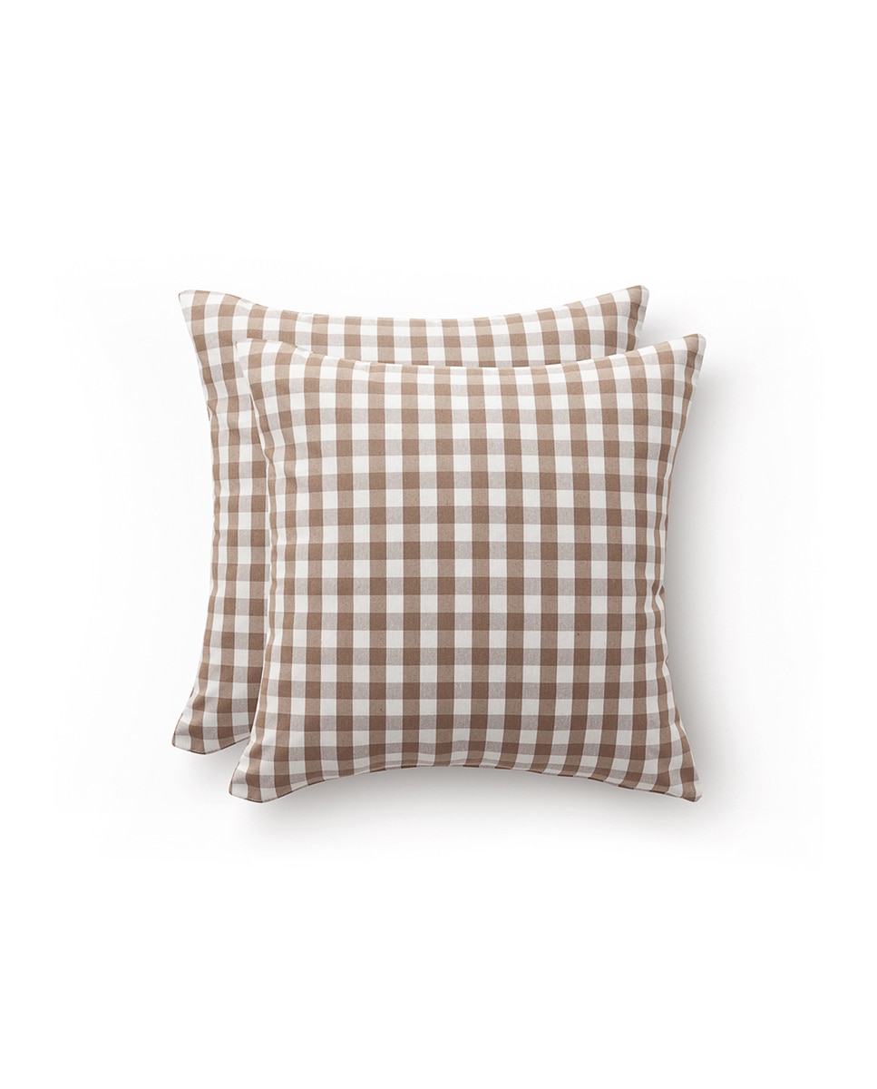 Imagen 0 de Pack 2 fundas cojín Vichy 45x45 cm taupé