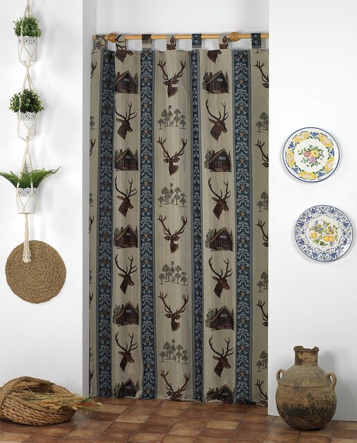 Cortina Alpujarreña Ciervos Azul 140x260cm