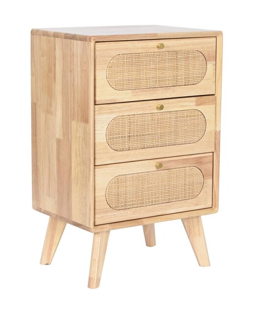 Imagen 0 de Cajonera madera de caucho ratán 40x30x63 natural