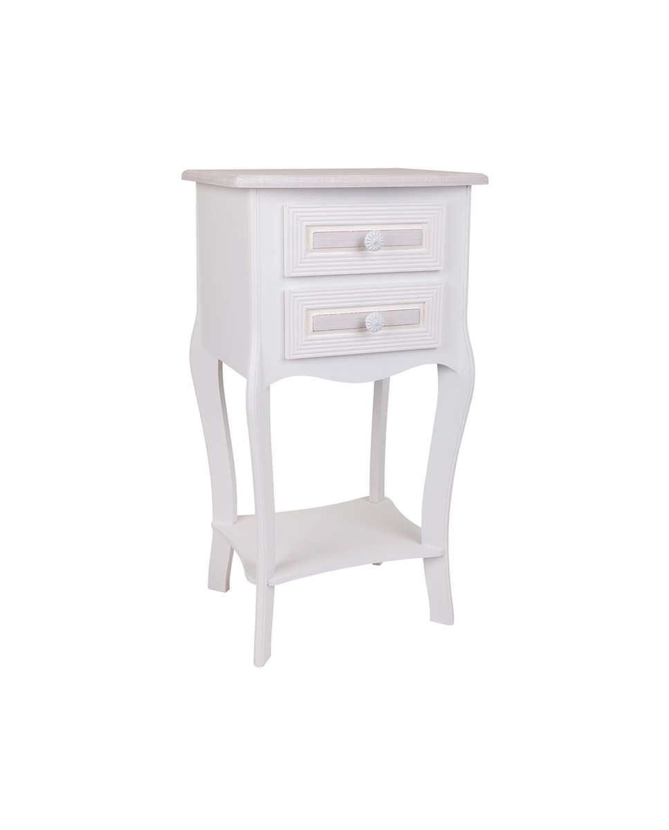 Imagen 0 de Mesita de madera de 2 cajones blanco