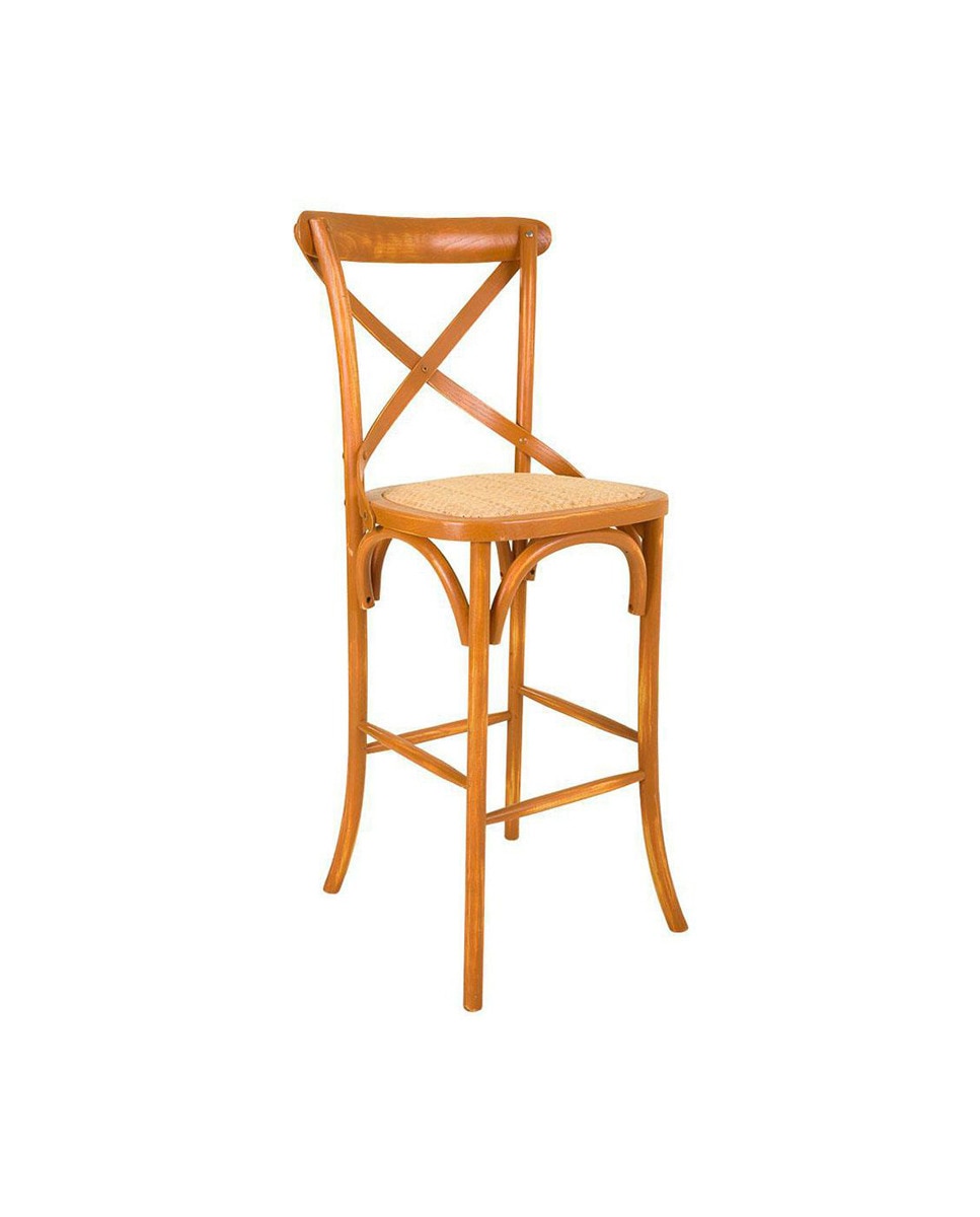 Imagen 0 de Taburete de madera y asiento de ratán