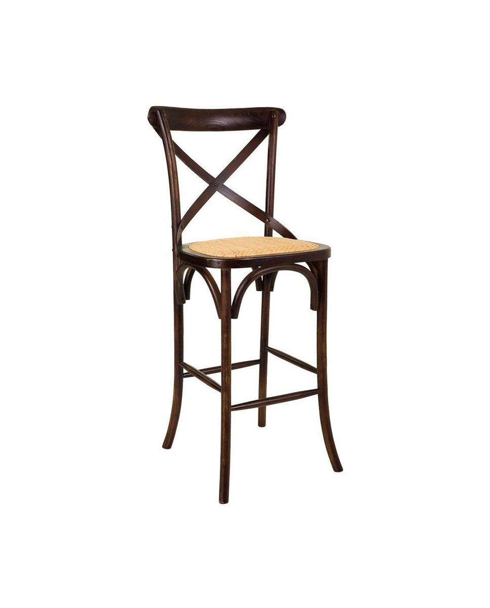 Imagen 0 de Taburete de madera y asiento de ratán