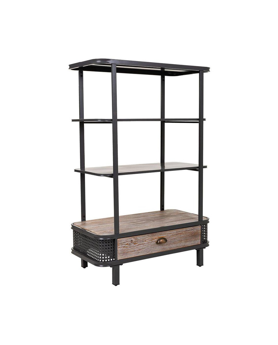 Imagen 0 de estantería de metal y madera de 3 baldas y 1 cajón gris