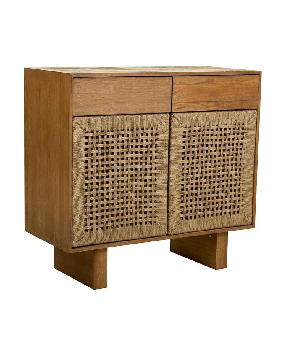 Imagen 0 de Recibidor de madera y cuerda trenzada de 2 puertas y 2 cajones