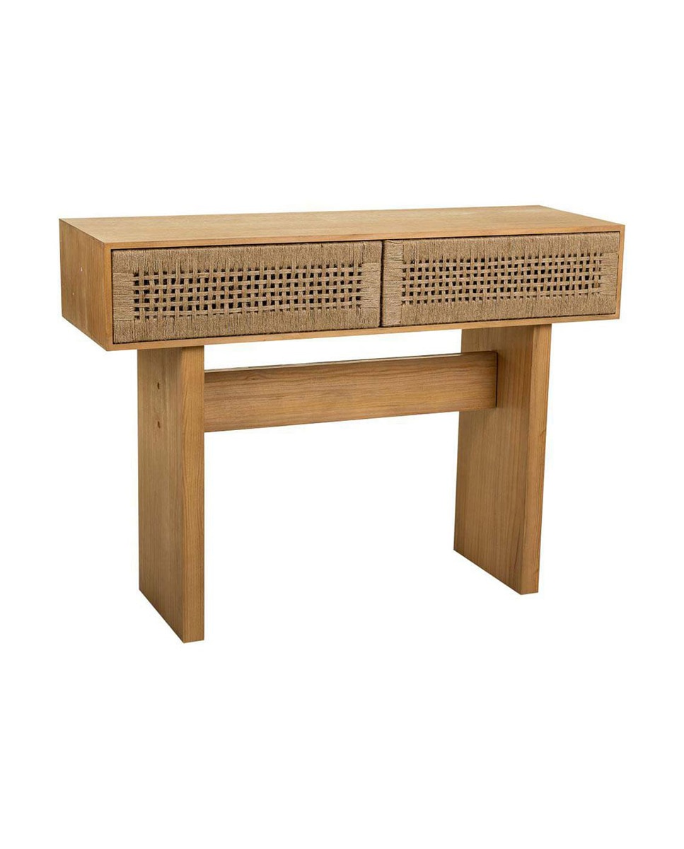 Imagen 0 de Recibidor de madera y cuerda trenzada de 2 cajones marrón