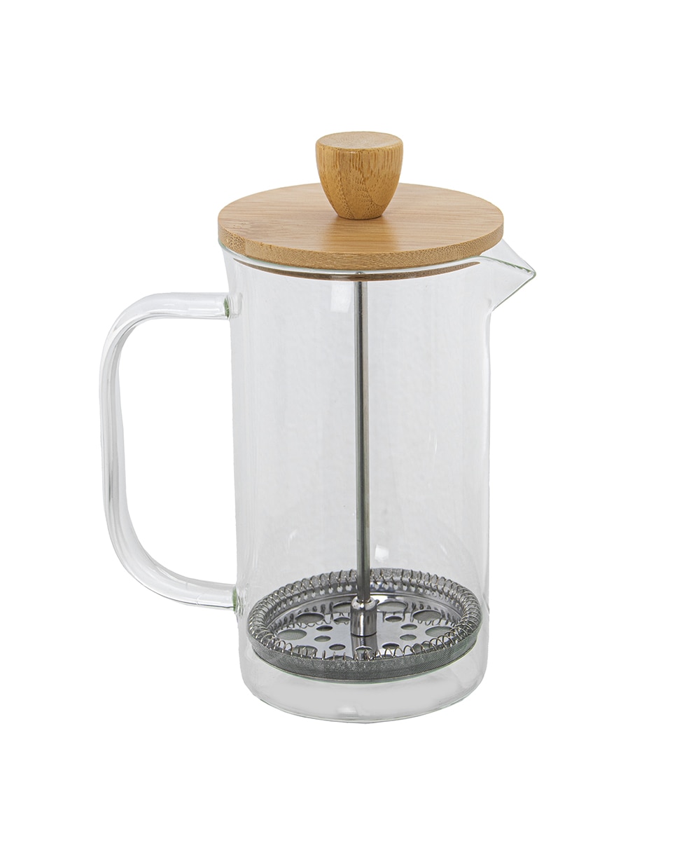 Imagen 0 de Cafetera embolo 600ml cristal, tapa bambu, prensa acero inox