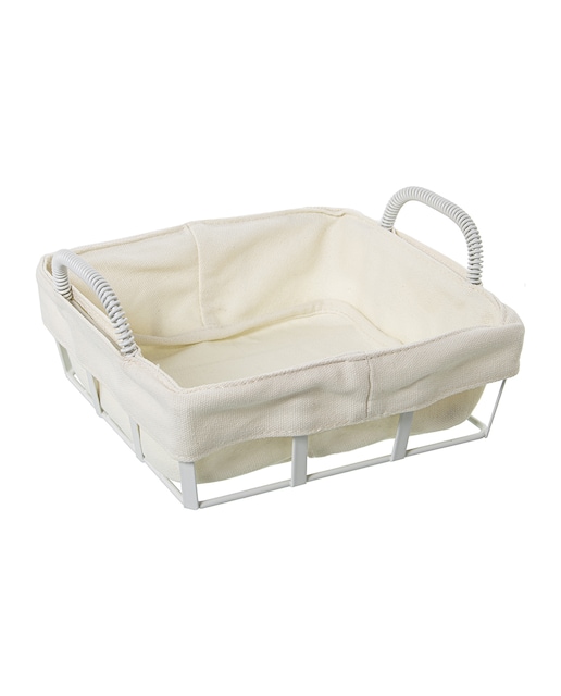 Imagen 0 de Cestapan con tela metal blanco, tela:95% algodon+5% polieste