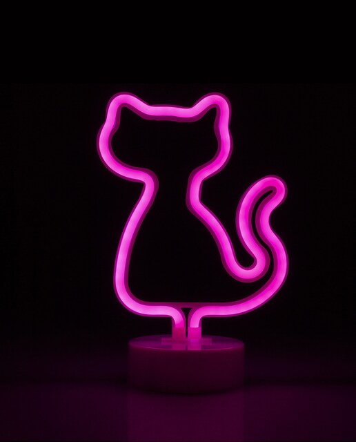 Imagen 0 de Neón fucsia con peana, diseño Gato