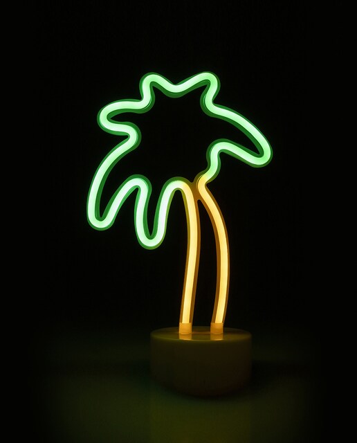 Imagen 0 de Neón bicolor con peana, diseño Palmera