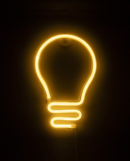 Imagen 0 de Neón colgante amarillo cálido, diseño Bombilla