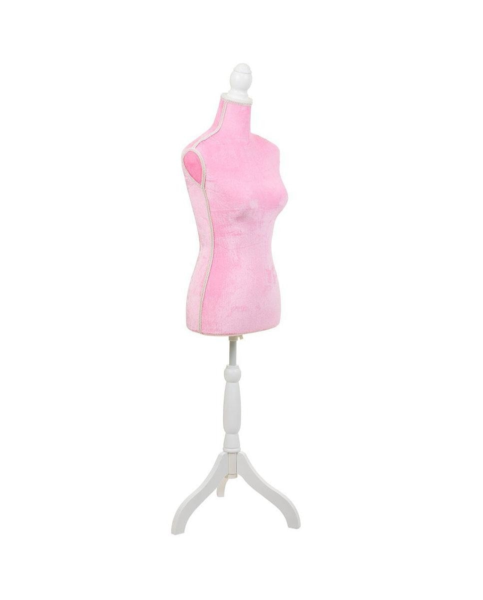 Imagen 0 de Maniquí de madera y espuma forrado de tela rosa