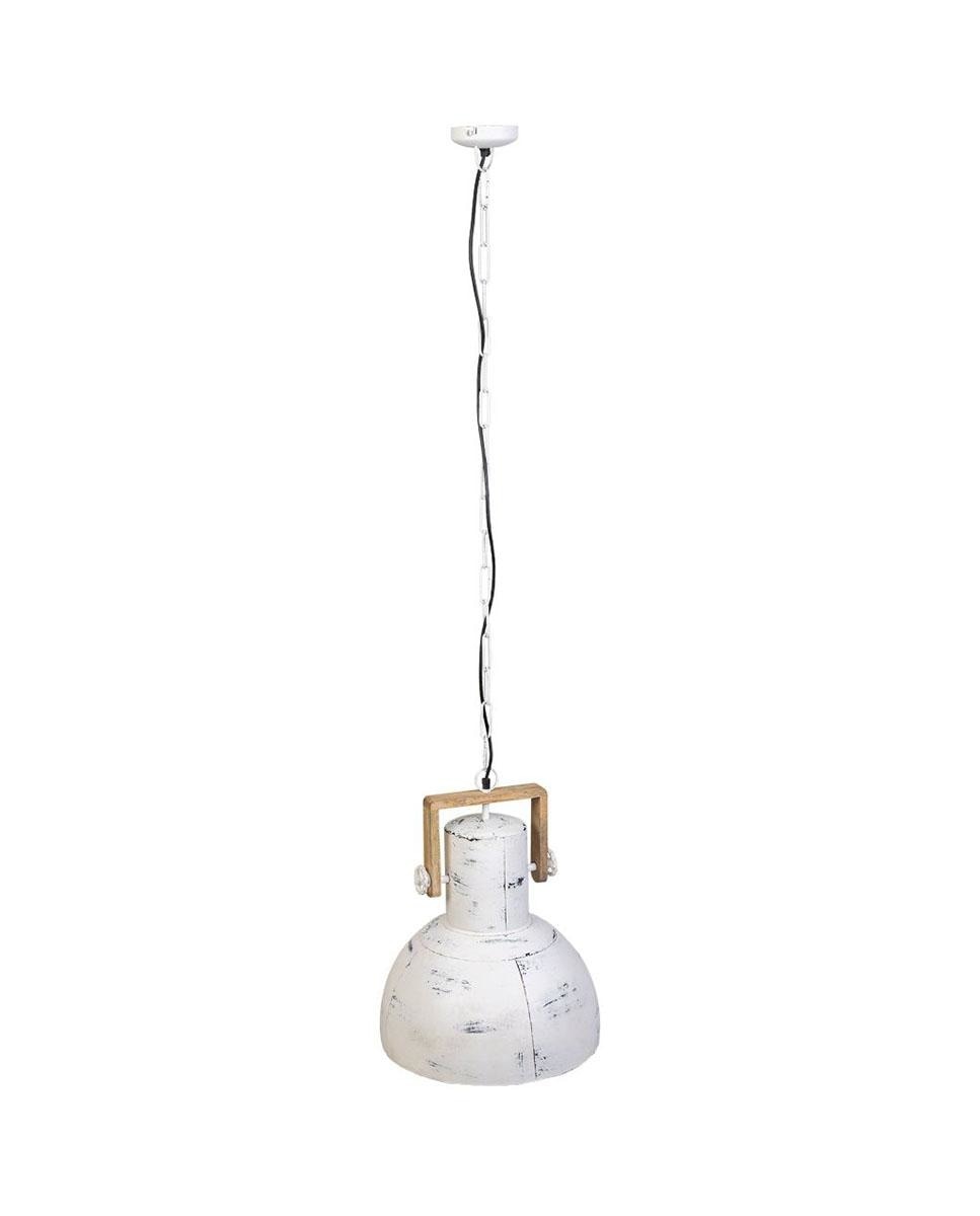 Imagen 0 de Lámpara de techo de madera y metal blanco
