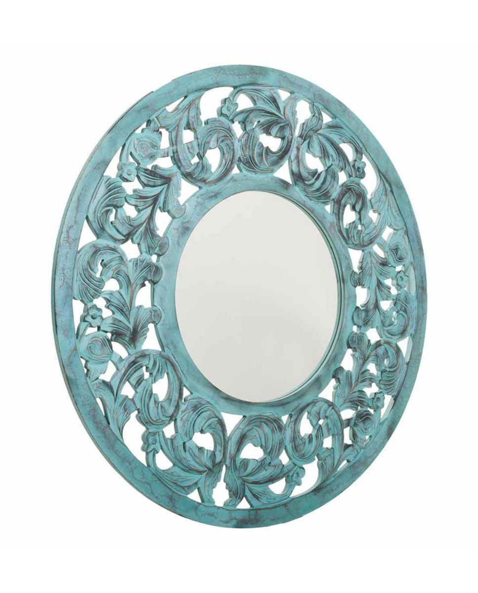 Imagen 0 de Espejo de madera artesanal azul