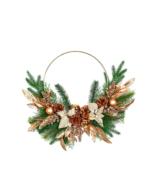 Imagen 0 de Guirnada bolas y hojas bronce