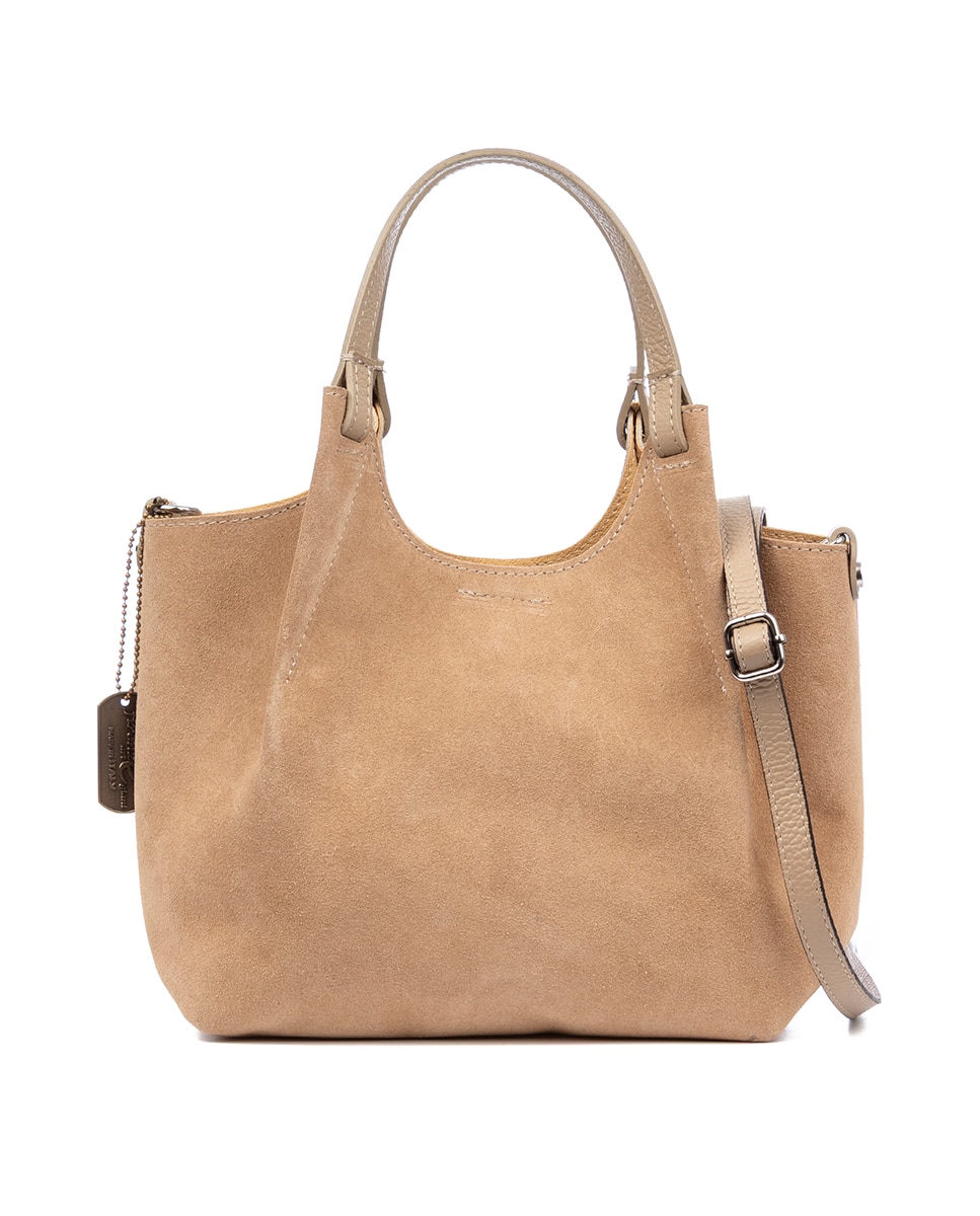 Imagen 0 de Bolso tote mujer. Piel auténtica Gamuza.
