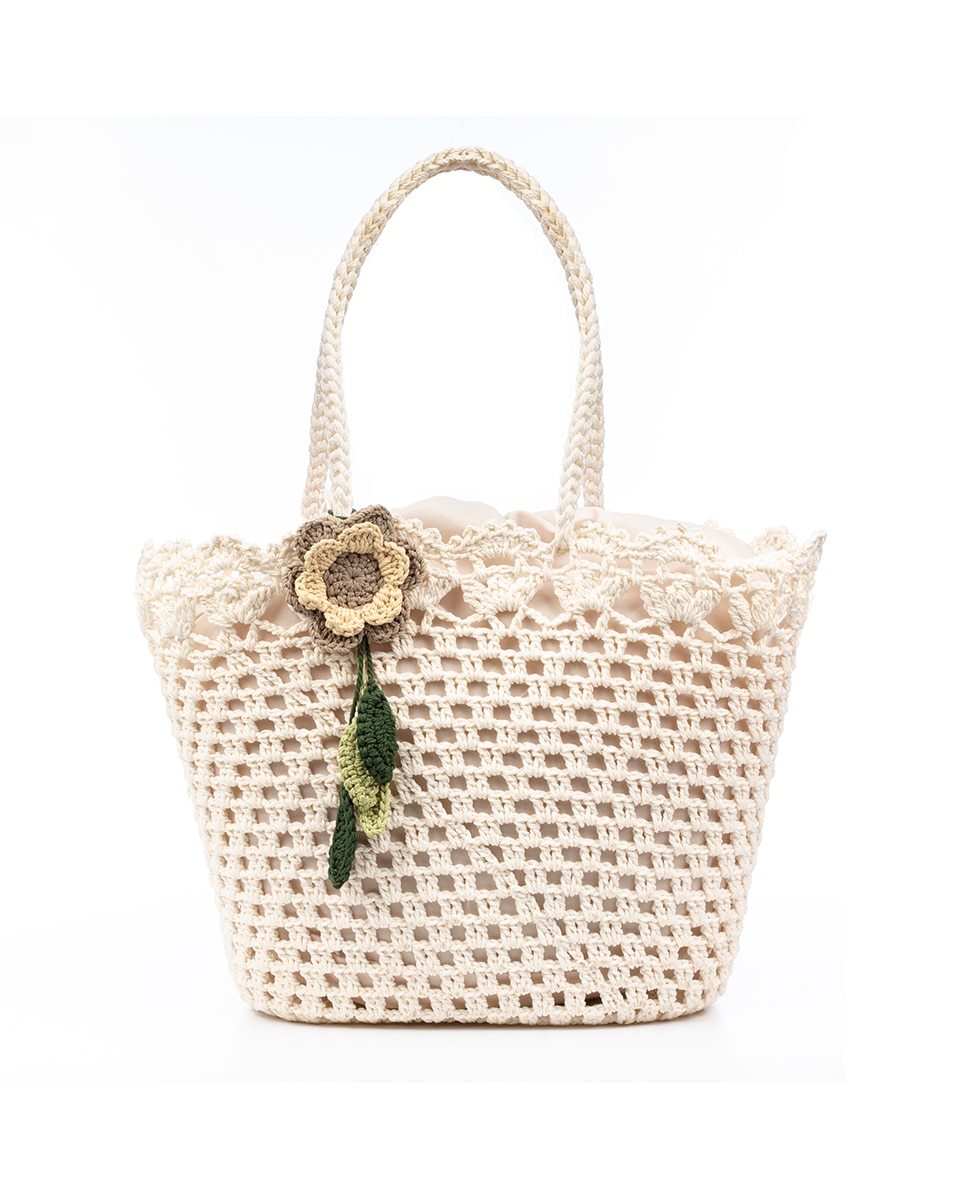 Imagen 0 de Bolso de hombro mujer. Fabricado en algodón, con borla decorativa.