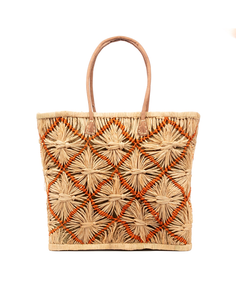 Imagen 0 de Bolso shopper mujer. Fabricado en rafia y paja, con asas de cuero.