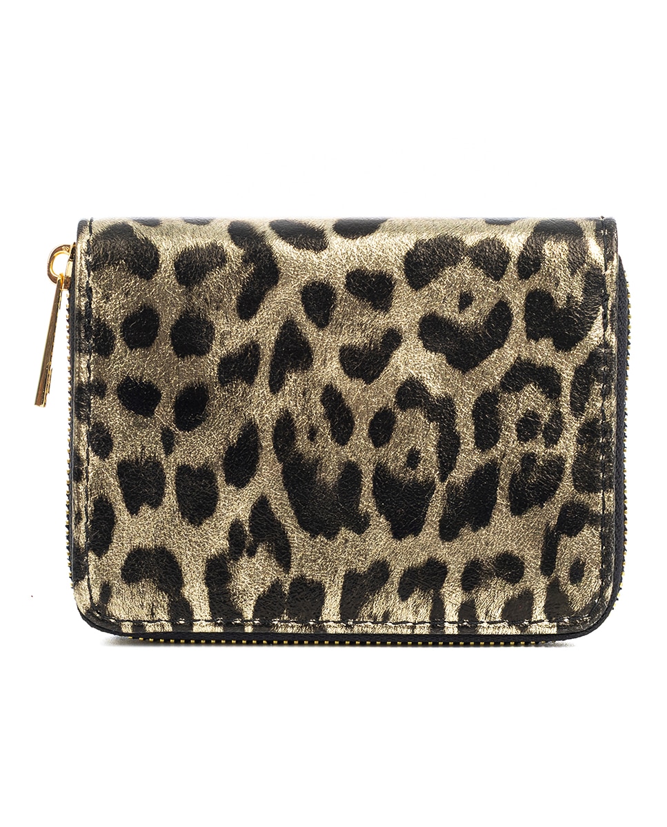 Imagen 0 de Cartera mujer en piel auténtica Gamuza, con estampado animal print leopardo lacada brillante.
