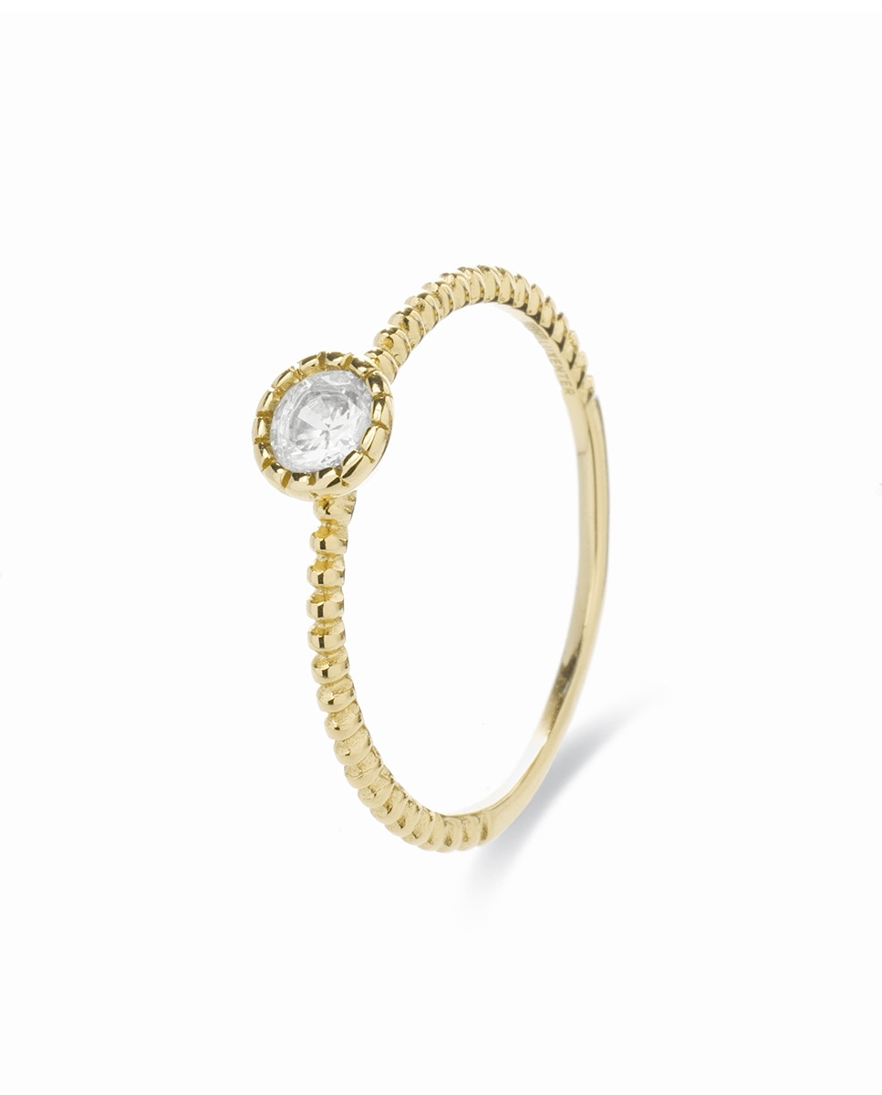 Imagen 0 de Anillo naadim de plata de ley 925 y circonita brillante con acabado en baño de oro amarillo de 18 quilates
