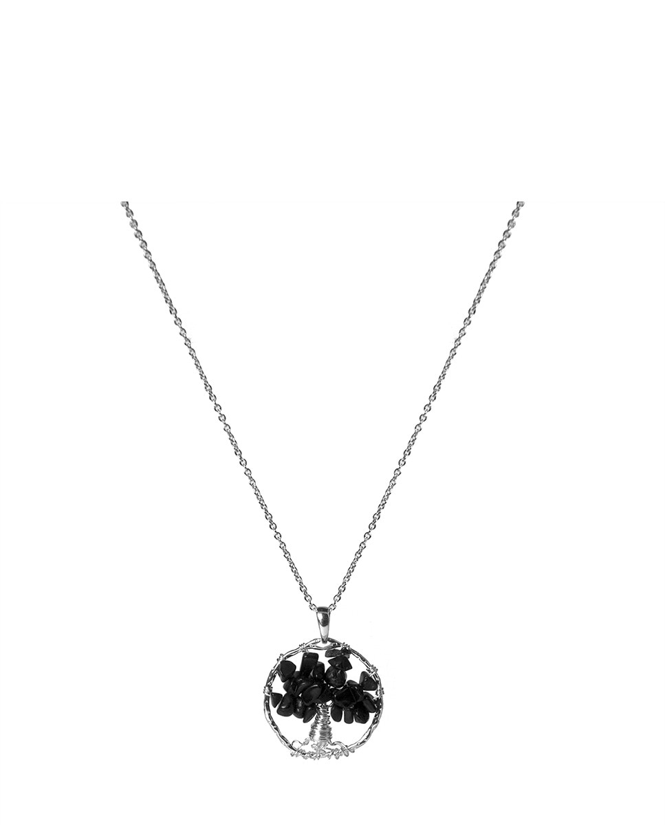 Imagen 0 de Collar Budleia metal rodiado y ónix