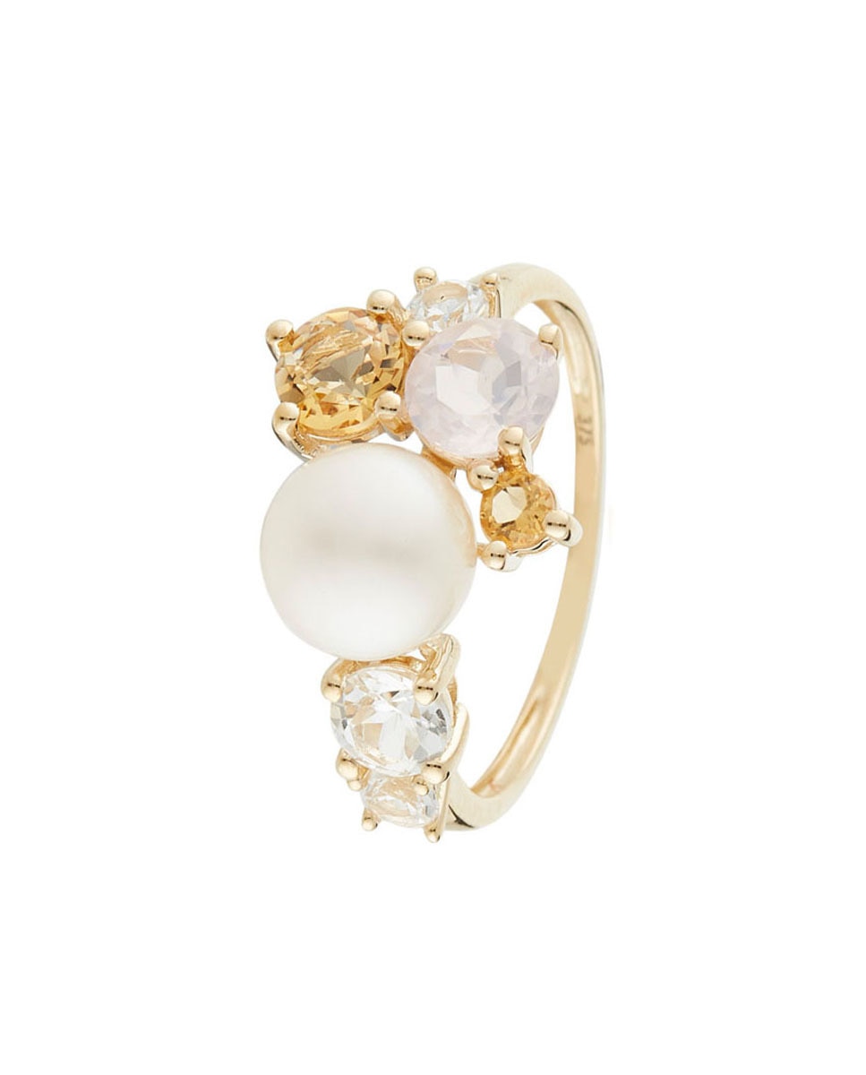 Anillo "Pikine" White Topaze 0,67/3 Citrine 0,53/2 Rose Quartz 0,60/1 Perle 1 — oferta en Primeriti