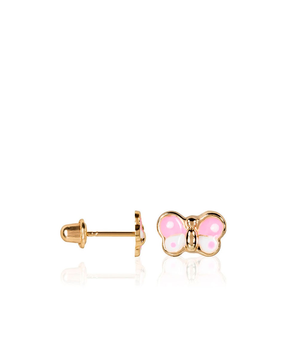 Pendientes niño Papillon rosa oro — oferta en Primeriti