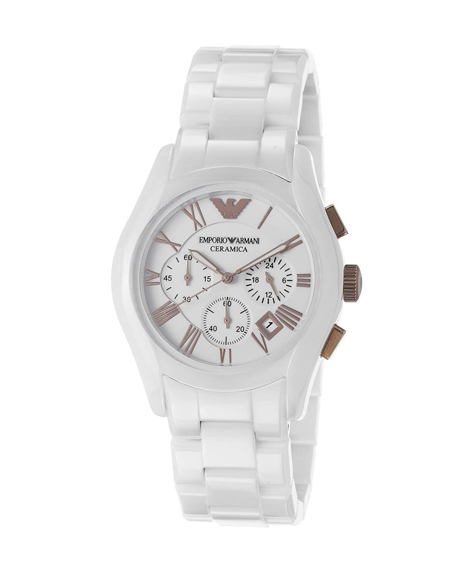 Imagen 0 de Reloj anaógico hombre cerámica - blanco