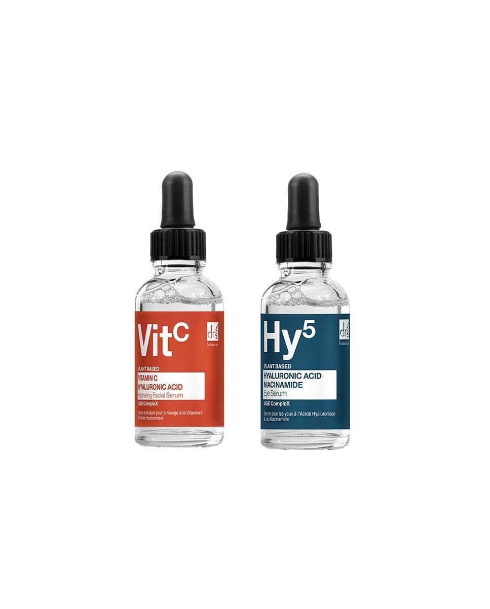 Imagen 0 de Sérum Facial Antiedad Vitamina C y Ácido Hialurónico 30ml + Sérum Contorno de Ojos Antiedad Ácido Hialurónico y Niacinamida 15ml