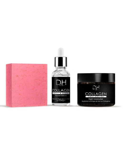 Imagen 0 de Crema Hidratante de Noche con Colágeno + Sérum Facial + Barra Limpiadora