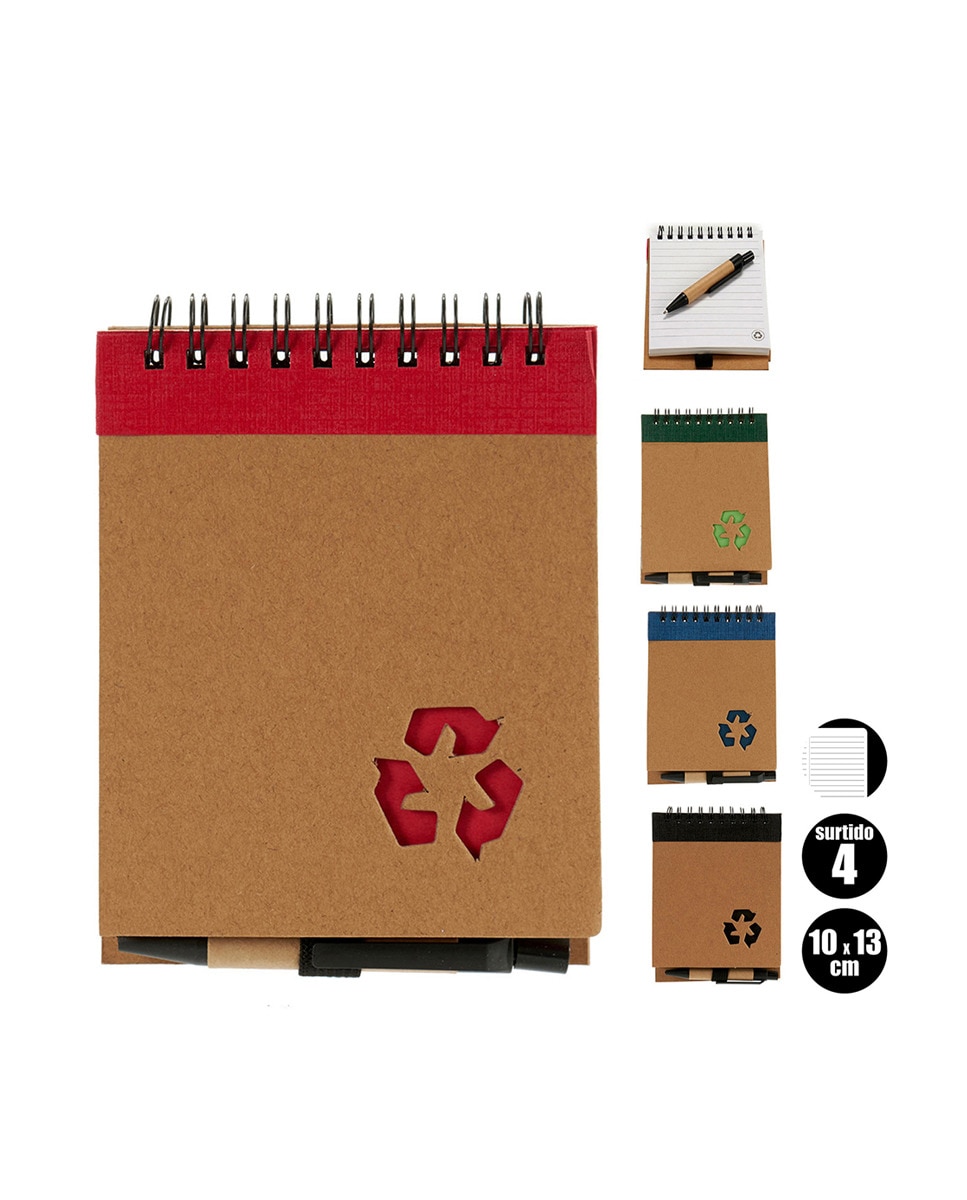 Imagen 0 de Pacl 4 Libreta sde cartón reciclado + Bolígrafo