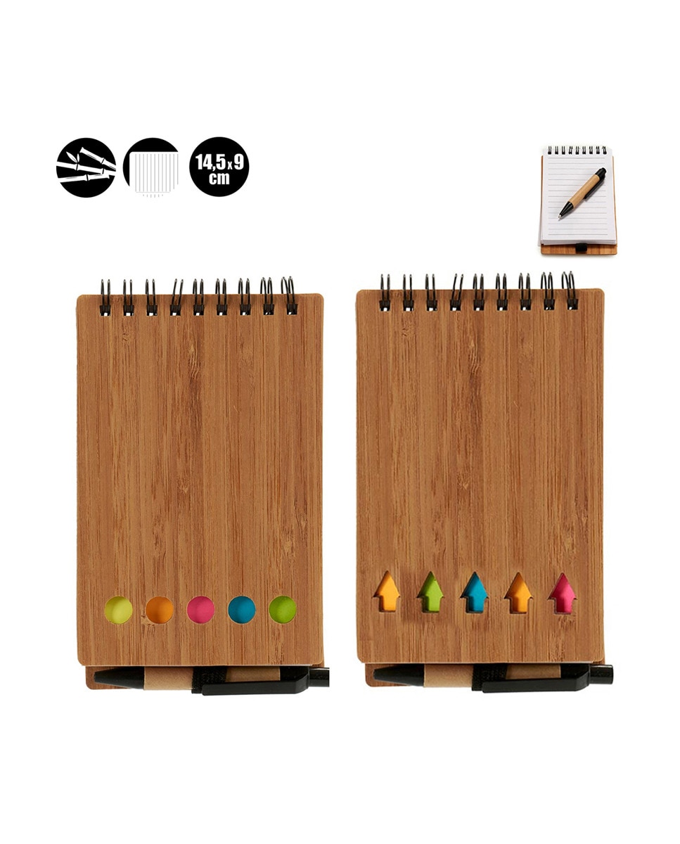 Imagen 0 de Pack 2 libretas bambú boli y posits 14 5x9cm s2