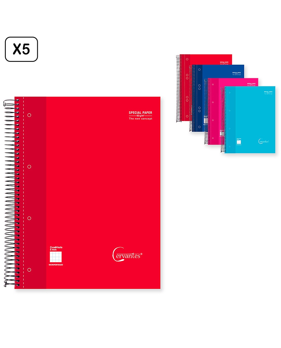 Imagen 0 de Pack 5 Unidades Cuaderno Extradura A5 120 Hojas Cuadrícula
