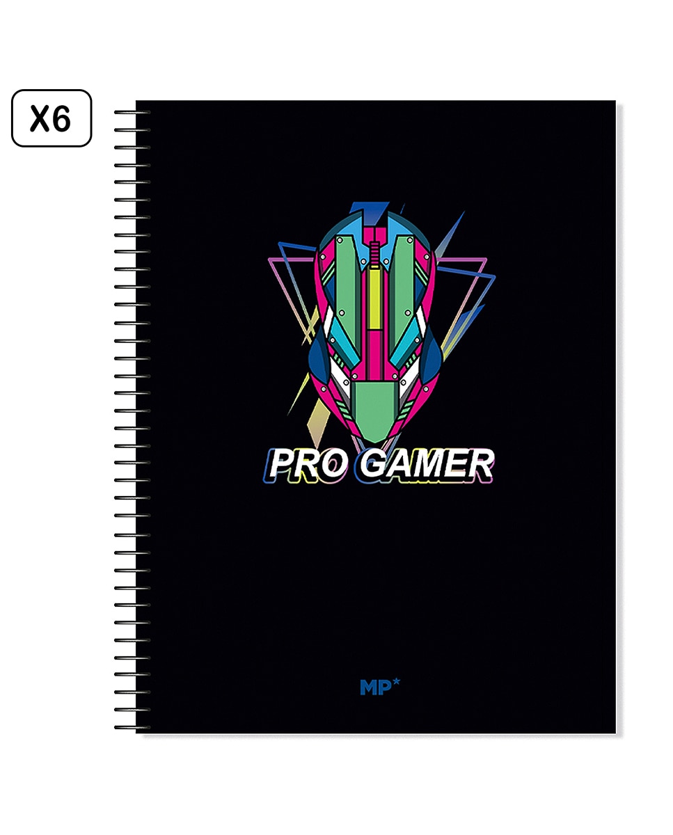 Imagen 0 de Pack 6 Unidades Cuaderno Extradura A4 120 Hojas Cuadricula Diseño Pro Gamer