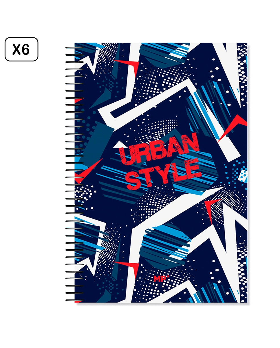 Imagen 0 de Pack 6 Unidades Cuaderno Espiral Fº 80 Hojas 90 G/M² Diseño Urban Style