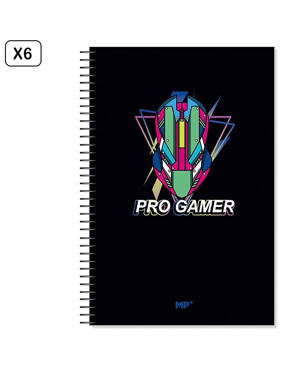 Imagen 0 de Pack 6 Unidades Cuaderno Espiral Fº 80 Hojas 90 G/M² Diseño Pro Gamer