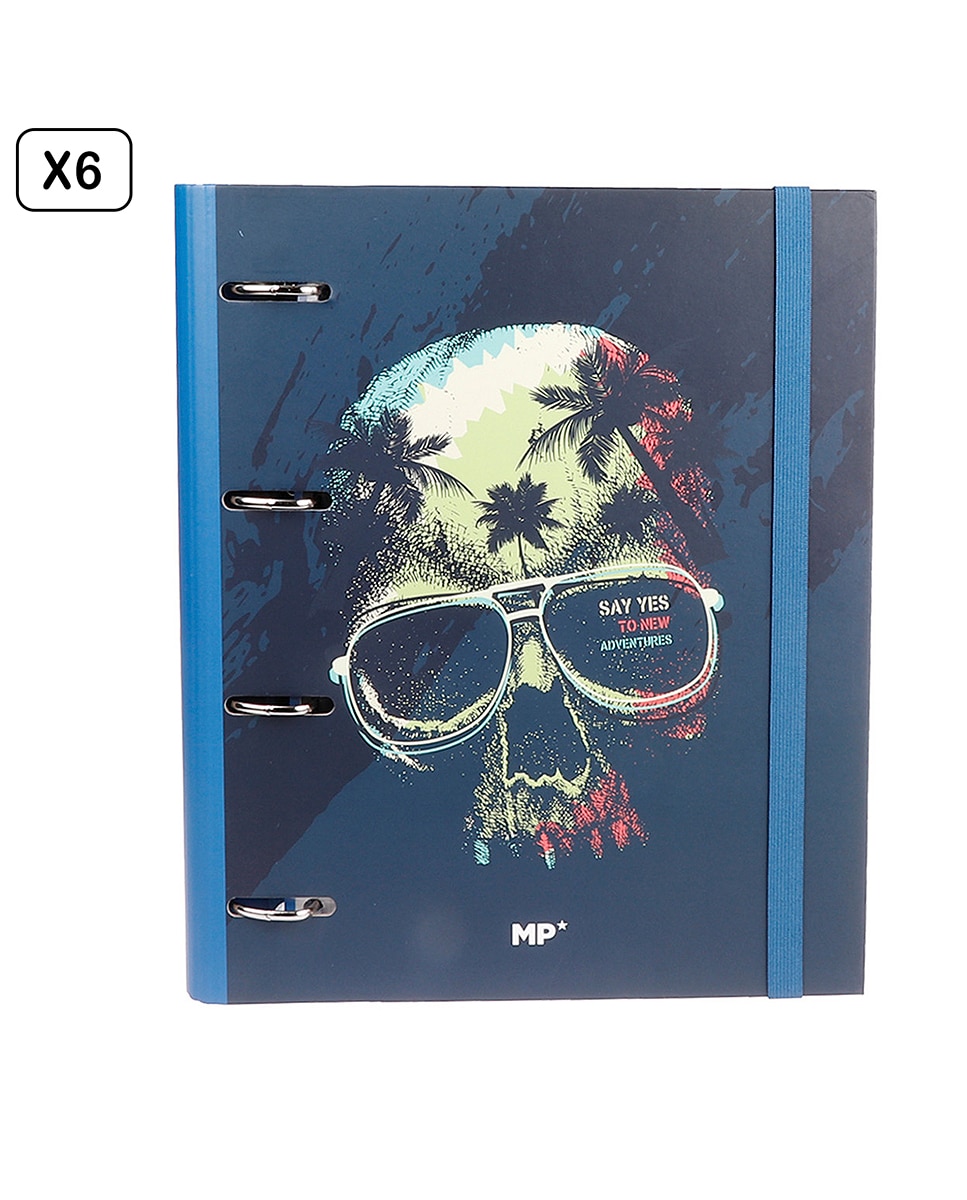 Imagen 0 de Pack 6 Unidades Carpeta 4 Anillas Con Recambio A4 Calavera