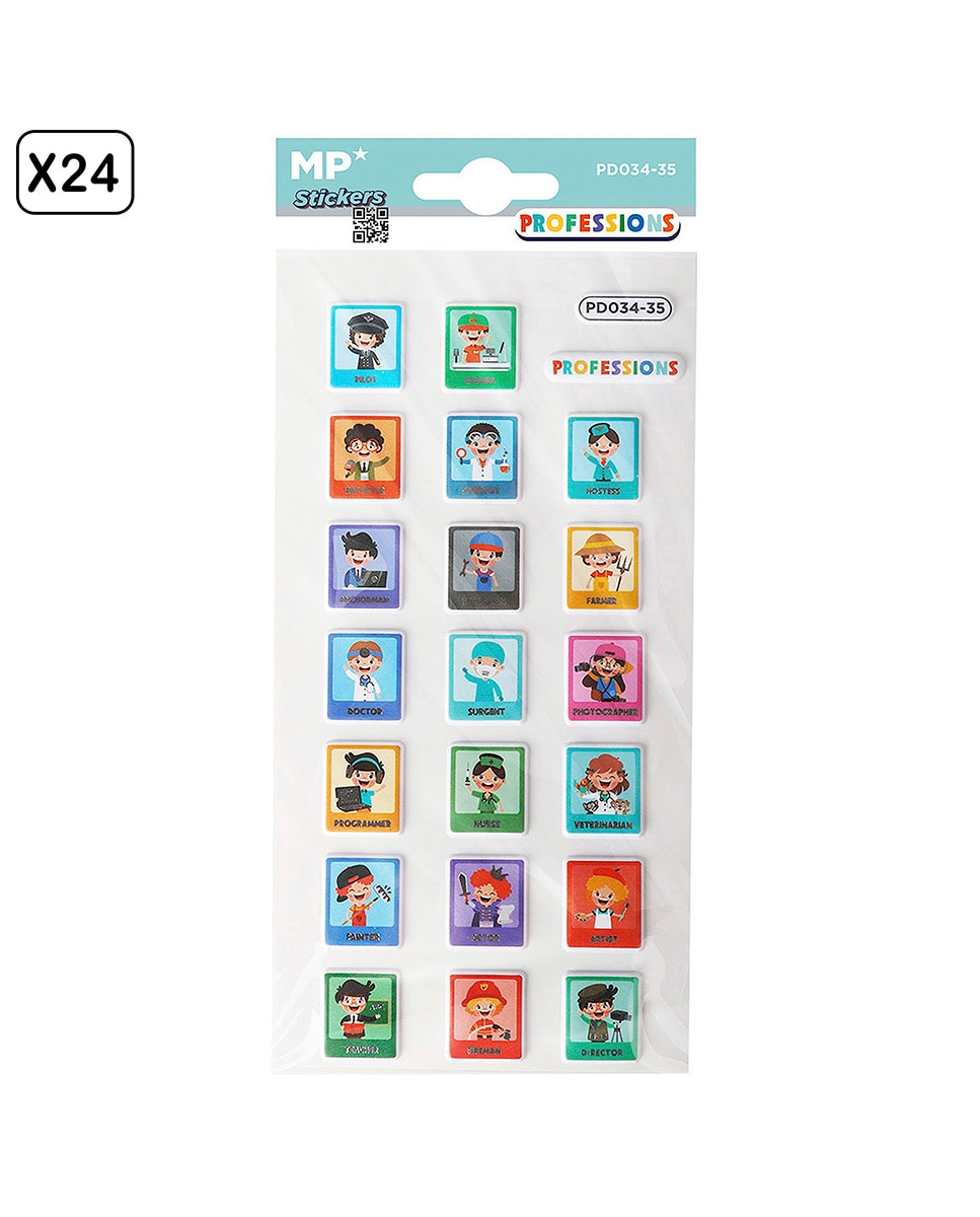 Imagen 0 de Pack 24 Uds. Pegatinas Stickers Relieve Diseño Profesiones