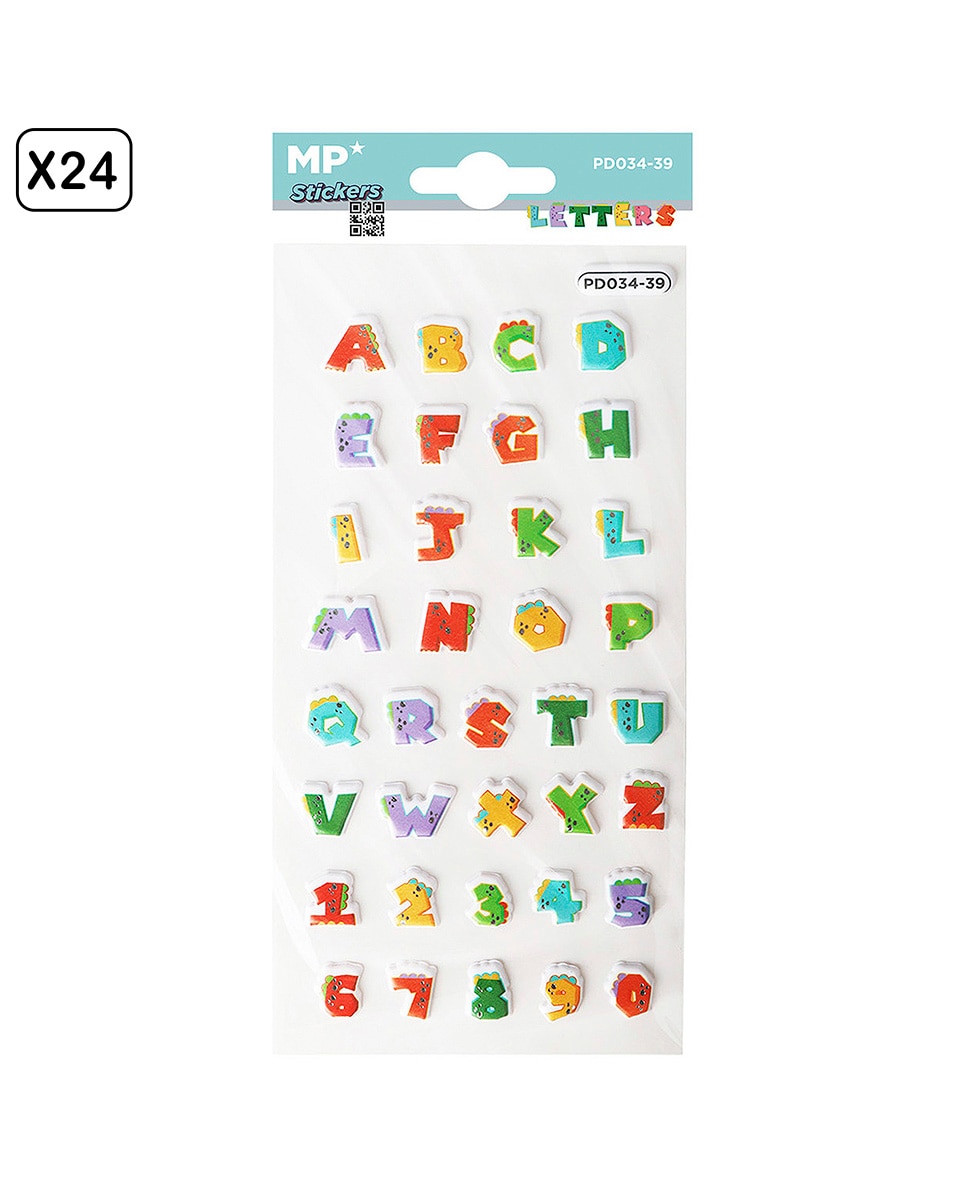 Imagen 0 de Pack 24 Uds. Pegatinas Stickers Relieve Diseño Letras