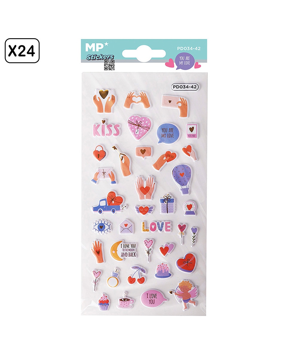 Imagen 0 de Pack 24 Uds. Pegatinas Stickers Relieve Diseño Amor