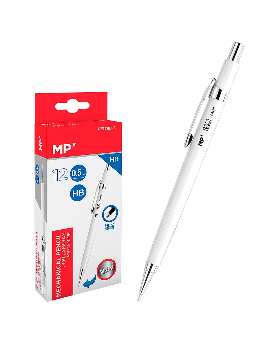 Imagen 0 de Pack 12 Undades Portaminas Metálico 0.5 Mm Blanco