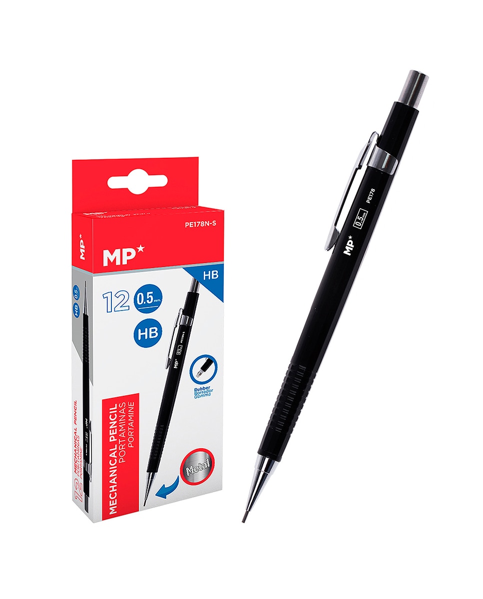 Imagen 0 de Pack 12 Undades Portaminas Metálico 0.5 Mm Negro