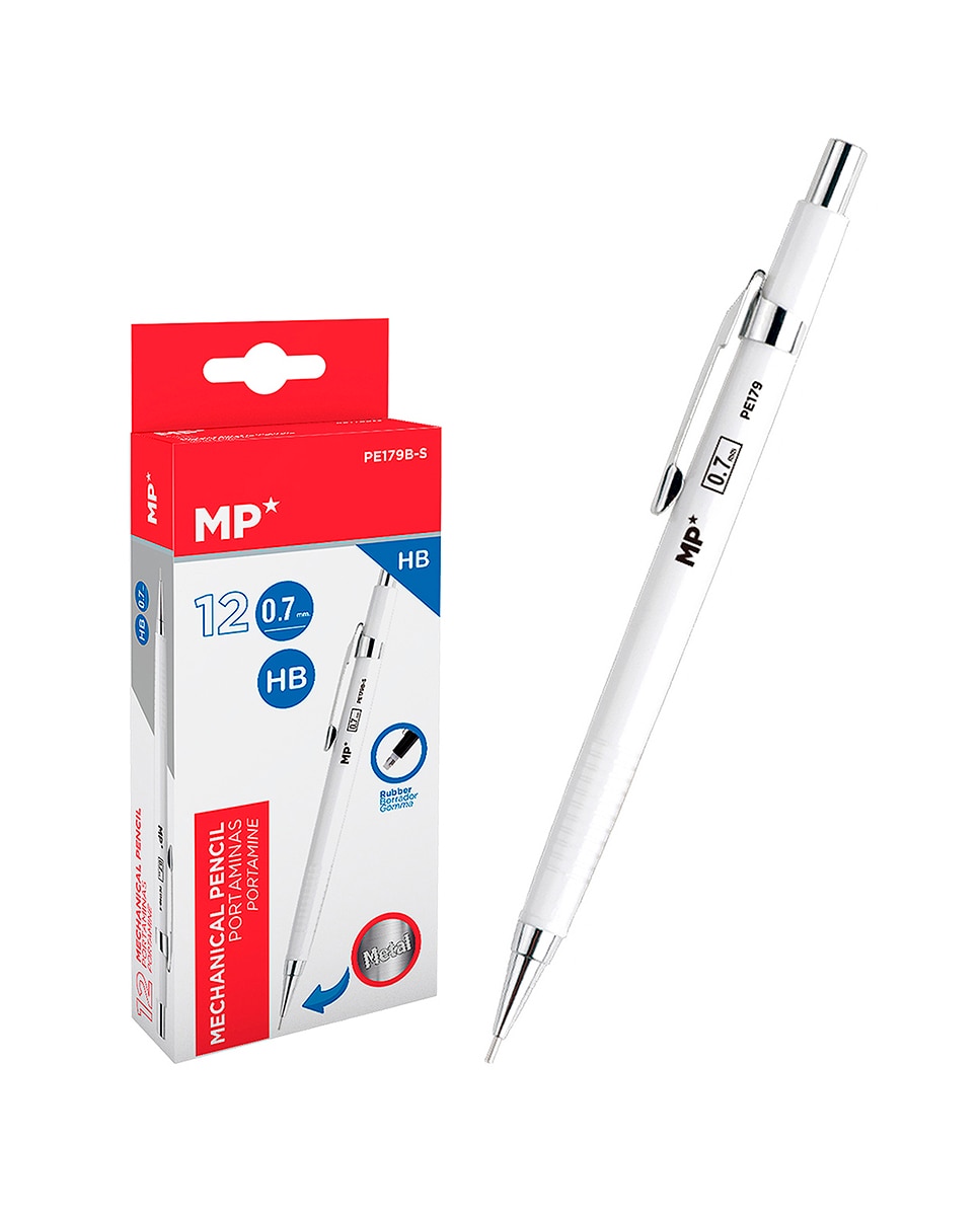 Imagen 0 de Pack 12 Undades Portaminas Metálico 0.7 Mm Blanco