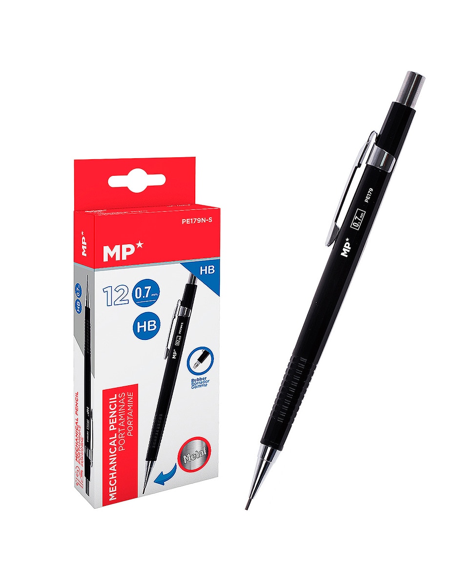 Imagen 0 de Pack 12 Undades Portaminas Metálico 0.7 Mm Negro