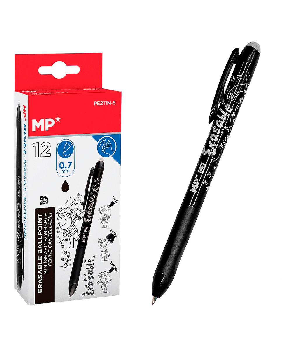 Imagen 0 de Pack 12 Bolígrafos  Borrable Punta 0,7 Mm 12 Uds. Negro
