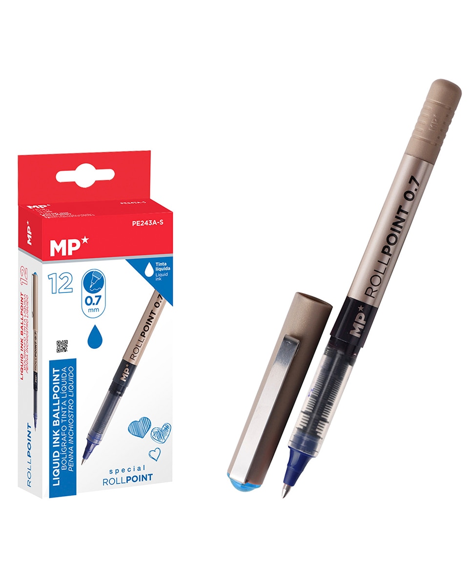 Imagen 0 de Pack 12 Bolígrafos Tinta Líquida Punta Ball Azul